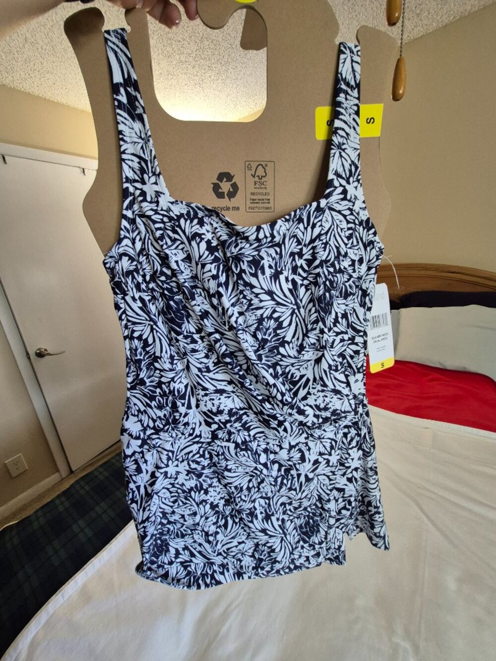 Beyond Control Women's Square Neck Swim Dress, Navy, Size Small, NWT